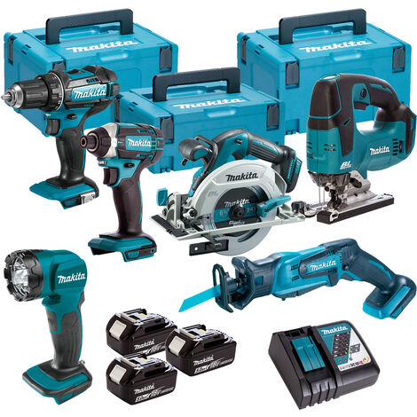 Makita 6 Piece Kit 18V Li-ion With 3x5Ah Batteries Charger T4TKIT-102:18V