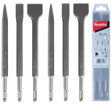 Makita 6 Piece SDS Plus Point Bullet Cold Flat Scaling Chisel Set Masonry 250mm
