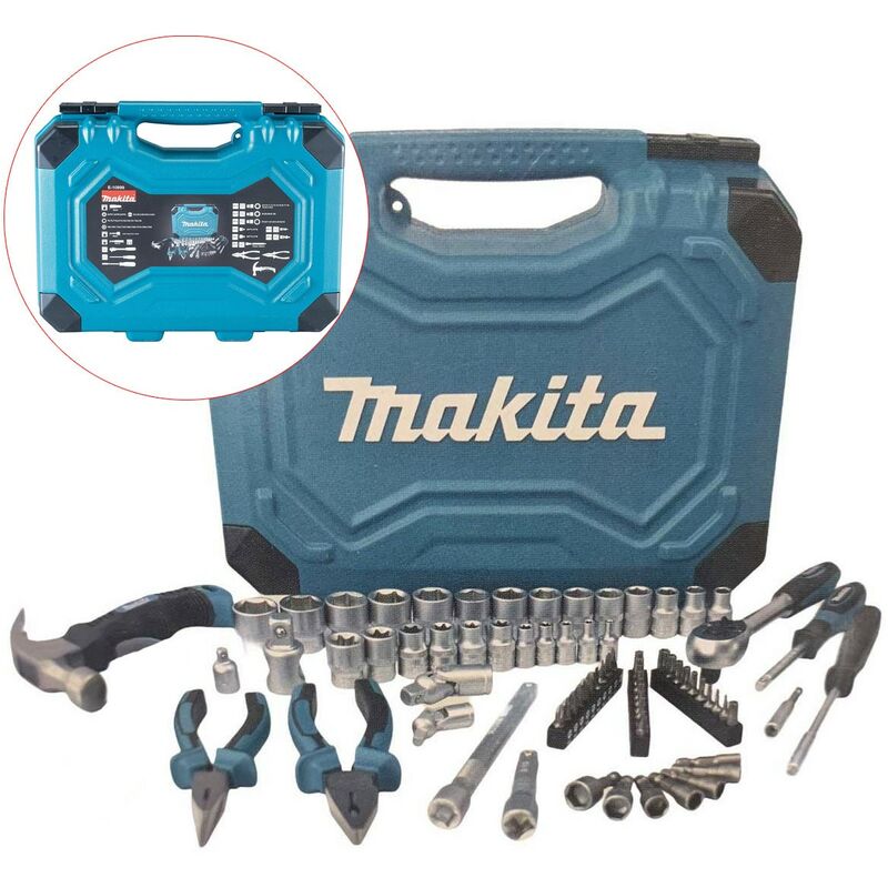 75 Piece Maintenance Kit Hand Tool Ratchet Socket Set Wrench Plier Hammer - Makita