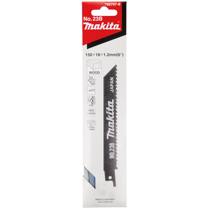 792707-9 Gerades Sägeblatt 150 x 1 mm • 6TPI • hcs • Holz • 5 Stk - Makita
