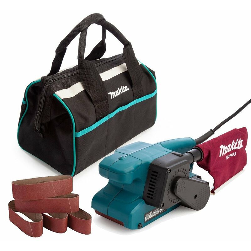 Makita - 9911 240v 3' Belt Sander and Dust Bag with 40g Sanding Belts + Tool Bag