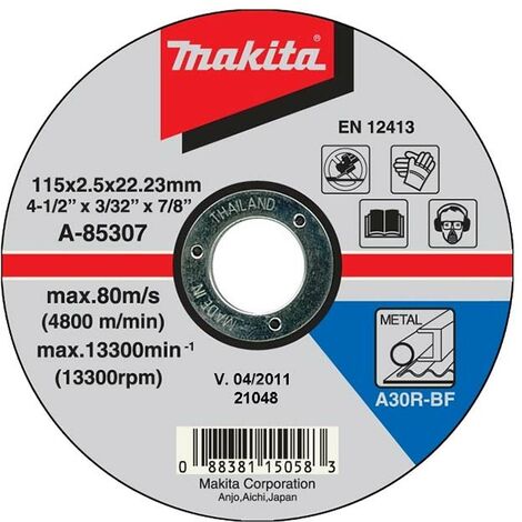 Makita A-85307 115mm X 2.5 X 22.23mm Cut Off Wheel for Metal