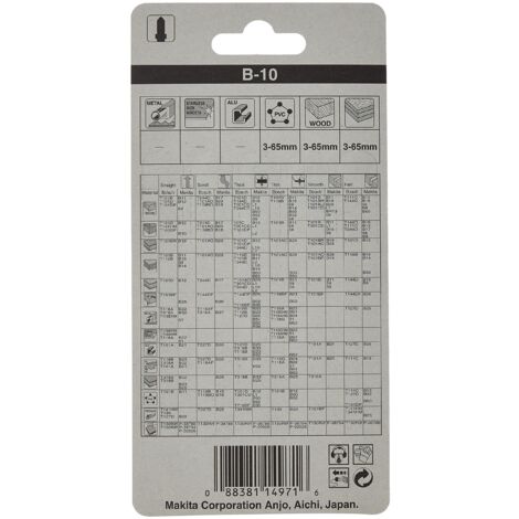 Makita A-85628 - BLister de 5 hojas de calar hcs corte limpio para madera 9 dpp 75mm dientes tipo c