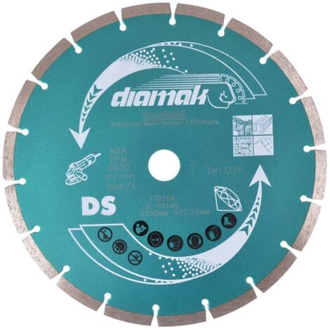 Makita Accesorios - Juego de discos de corte diamantados para hormigón 230x22,2 mm, 10 piezas D-61145-10