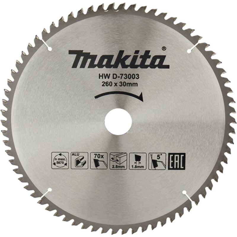 Accessori - Lama da sega circolare per alluminio, 260x30 mm, 70 denti D-73003 - Makita