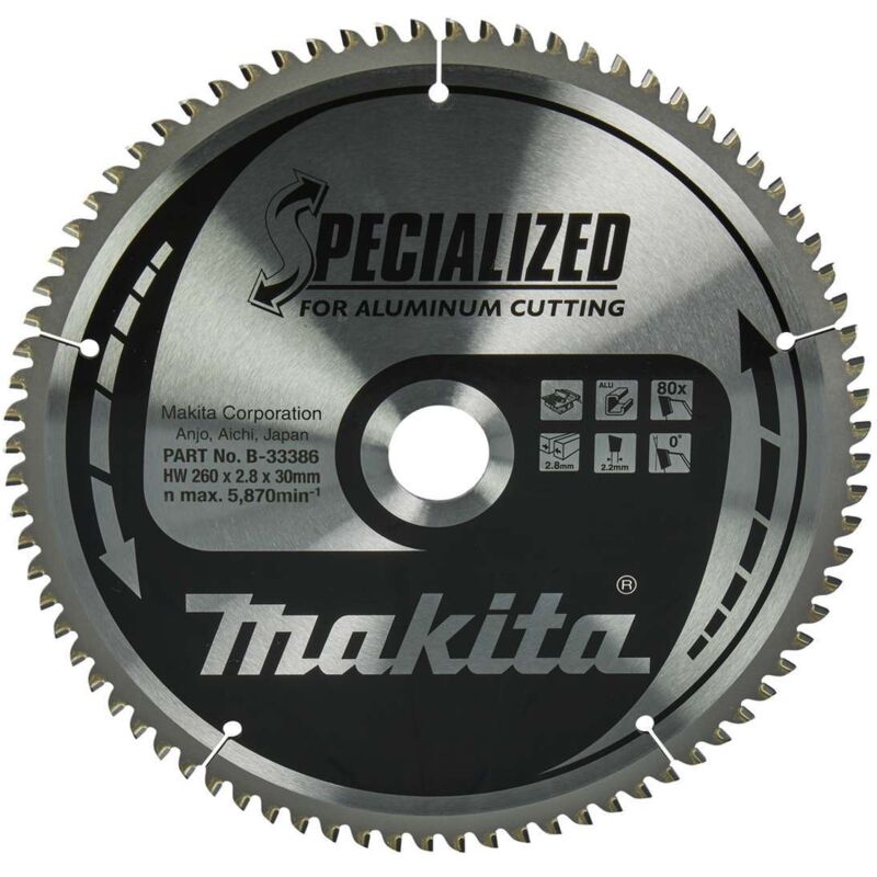 Lama Makita per alluminio 260 x 30 mm - 80 denti