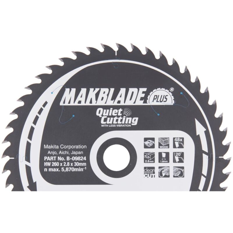 Lama per sega circolare Makita makblade plus 260 x 30 mm - 48 denti