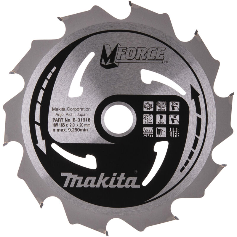Lama per sega circolare Makita M-FORCE TCT T.C.T. - 165 x 20 mm - 10 denti - legno