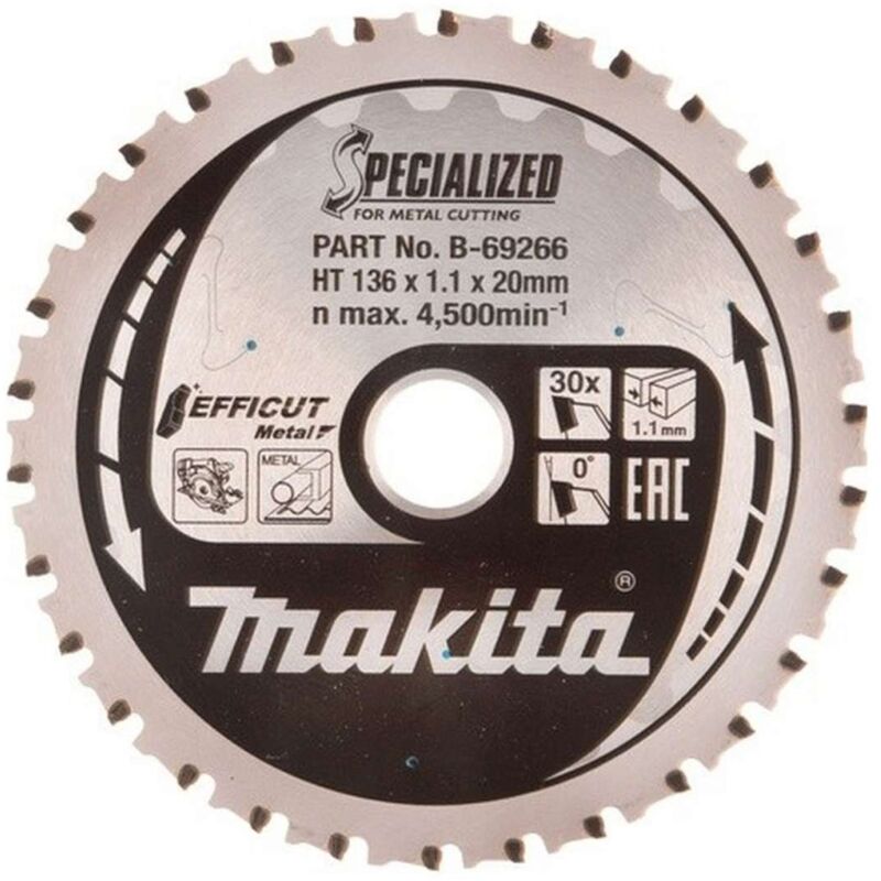 Makita - Accessori - Lama per sega circolare per metallo, 136x20 mm, 30 denti B-69266