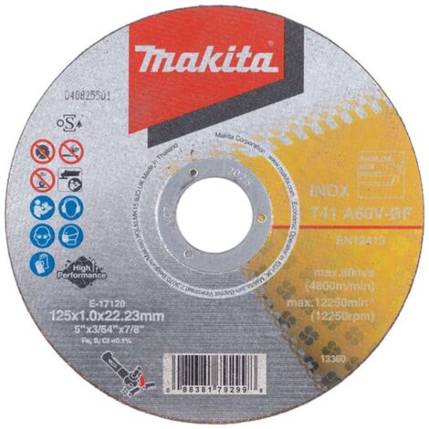 Makita Accessori - Set di dischi da taglio per acciaio inox 125x22,23 mm, 12 pz E-17120-12