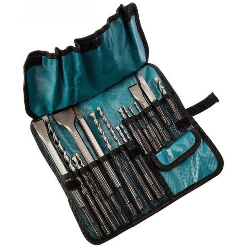 Set di punte e scalpelli Makita sds-plus in borsa arrotolabile, 17 pezzi. sds-plus - Punte e scalpelli - 17 pezzi.