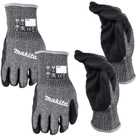Makita Advanced FitKnit Medium Cut Level 7 Nitrile Coated Dipped Gloves x2 Pair