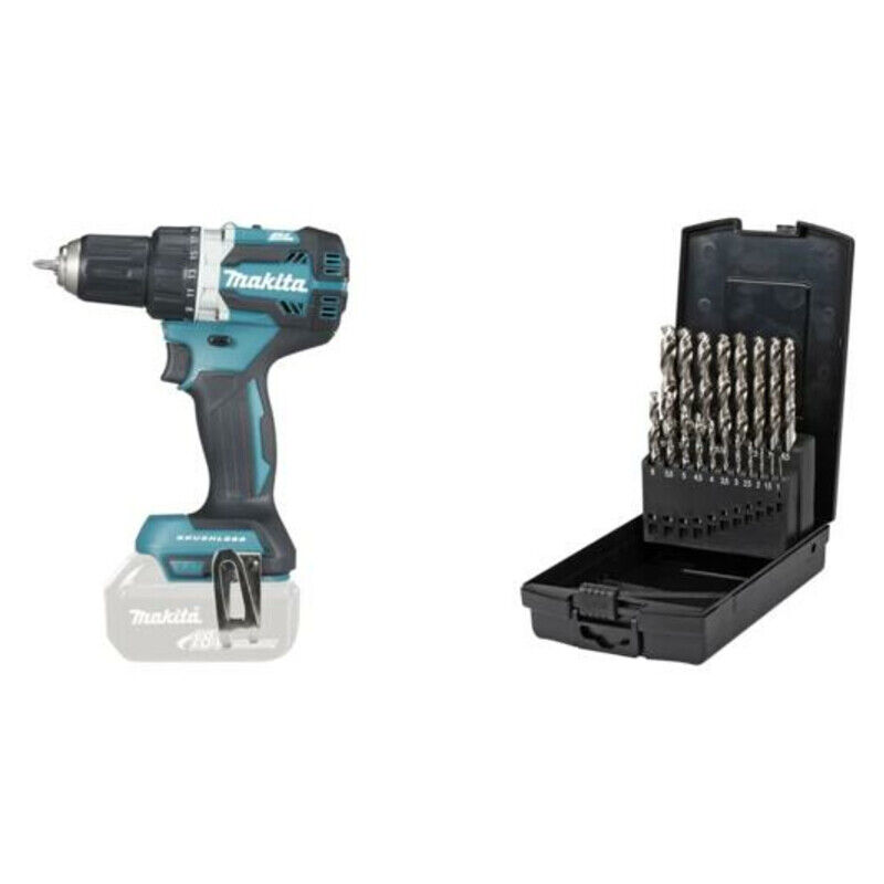 Image of Makita - Akku-Bohrschrauber DDF484Z Solo mit 19-teiligem Spiralbohrer-Set