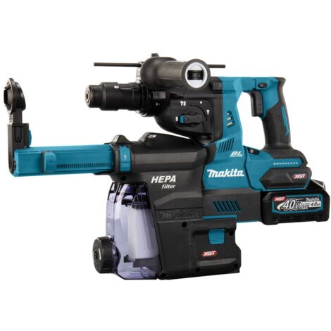 Makita Akku-Kombihammer HR004GM202, 40 V, SDS-plus/Bohrfutter, incl. 2x Akku 4 Ah, Schnellladegerät, Zubehör, MAKPAC