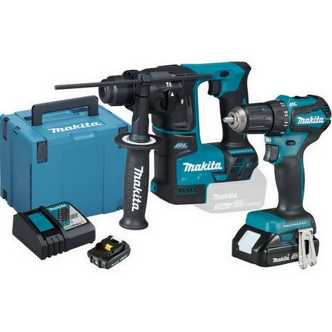 Makita Akku Kombo Kit 18V DLX2454AJ DDF483 Bohrschrauber DHR171 Bohrhammer