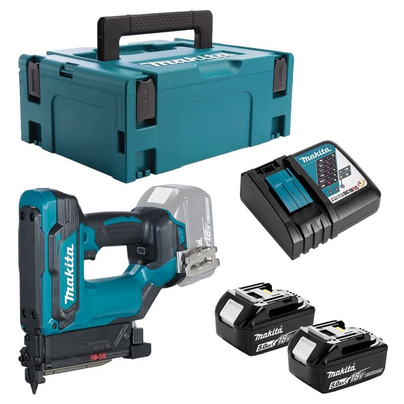 Image of MAKITA 18 V Li-Ionen 5 Ah Nagler - 2 Akkus, Ladegerät, Gehäuse - DPT353RTJ