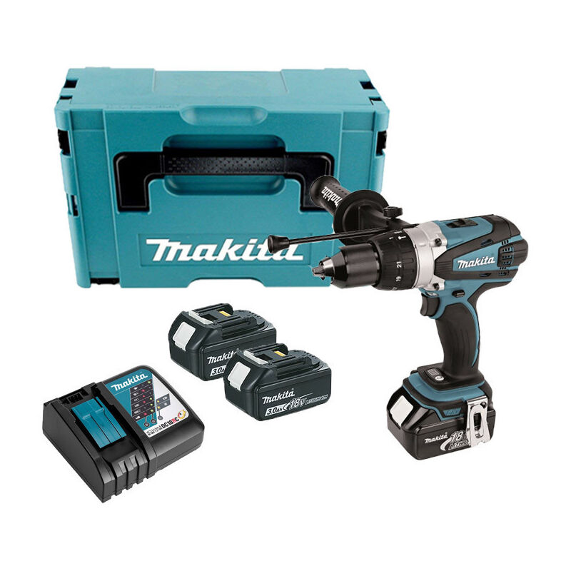 18V lxt Schlagbohrmaschine (3x3,0 Ah) in makpac Makita DHP458RF3J