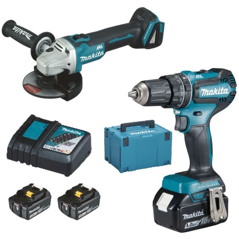 

Makita Amoladora angular a batería DGA504Z + Taladro percutor a batería DHP485Z Kit combo 4 18V