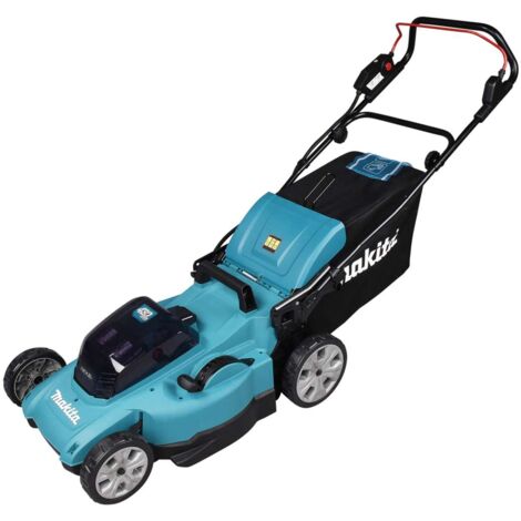 Makita Attrezzature da giardino - Tosaerba a batteria, raggio 48 cm, 2x batterie 5 Ah LXT, caricabatterie DLM480CT2