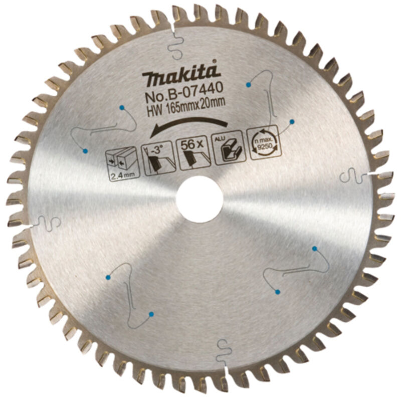 B 07440 Lame de scie plongeante spécialisée 165x20 mm pour aluminium Makita