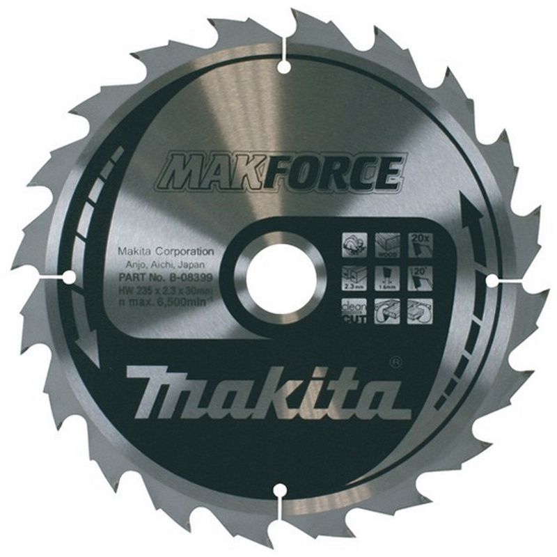 

MAKITA B-08589 - Disco de sierra makforce de 235x2.8 llanta 1.8 mm 60z 15 grados eje de 30