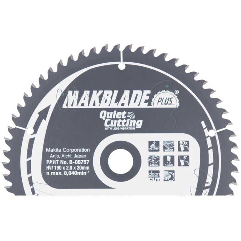 Lama circolare Makita, MAKBLADE PLUS 190 x 20 mm - 60 denti