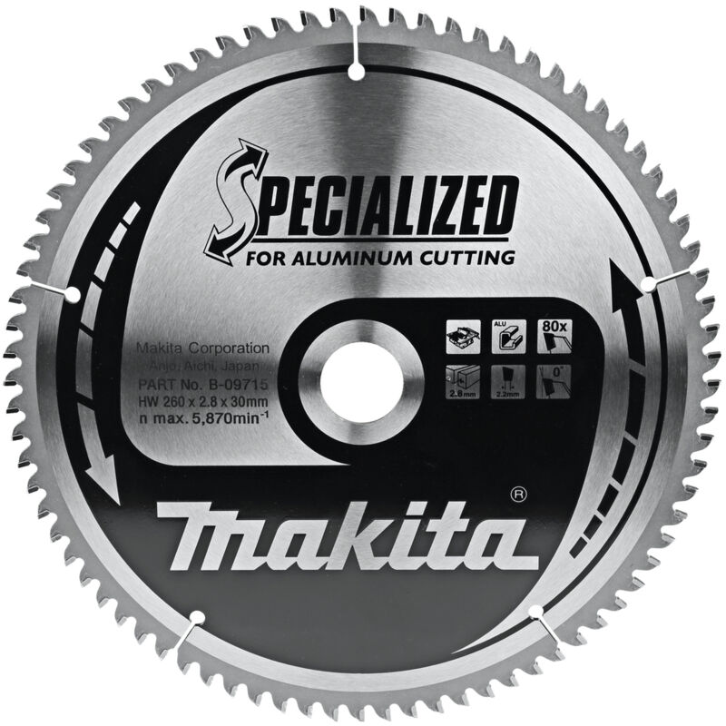 Sägeblatt Für Aluminium 260 X 30 Mm • 80 Zähne - Makita