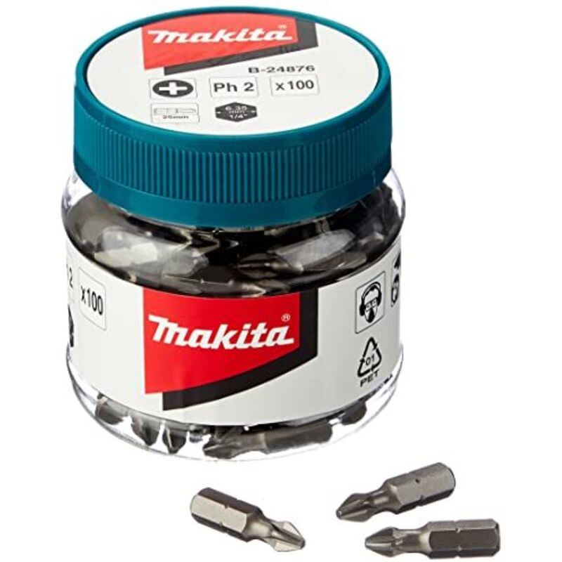 B-24876 - Bote de 100 puntas phillips a granel ph2 x 25 mm - Makita