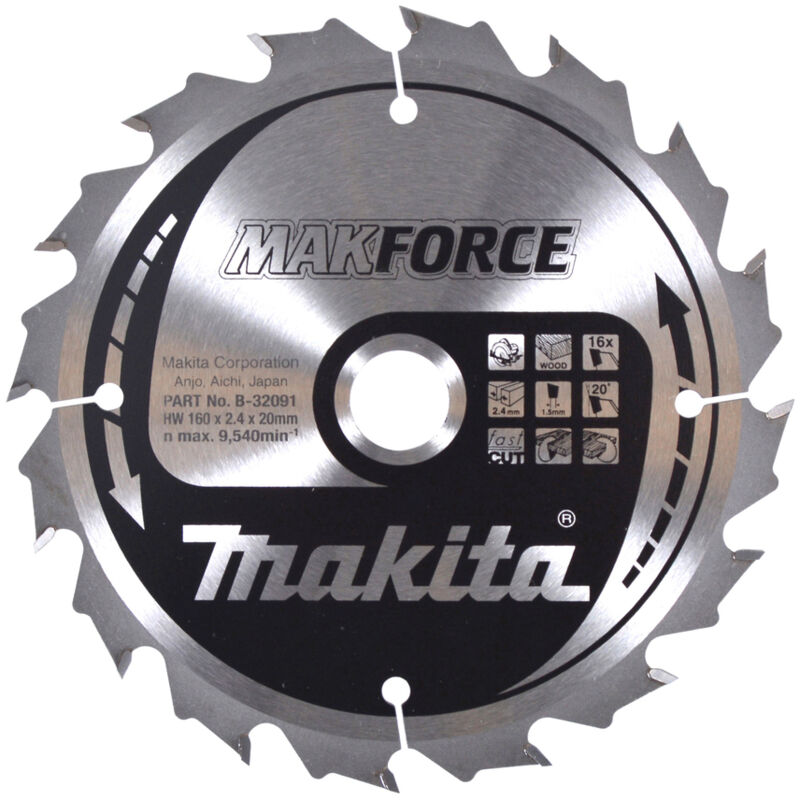 Makita - B-32091 Lame de scie circulaire Makforce tct 160x20mm 16T bois