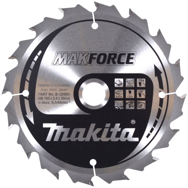 Image of Makita - B-32091 Lama Sega Circolare Makforce t.c.t. 160x20mm 16T Legno cod013