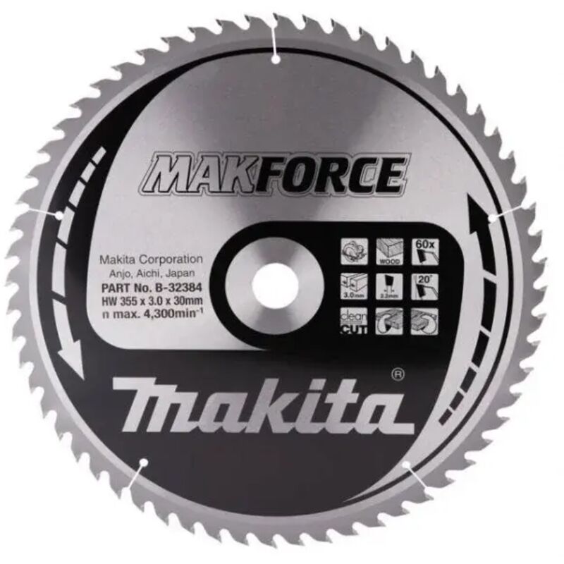 Makita B-32384 Makforce Lama per sega circolare 355x30 mm per legno