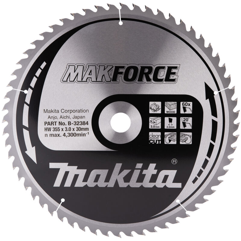 Makita B-32384 Lama Makforce T.C.T. 355x30mm 60T Legno