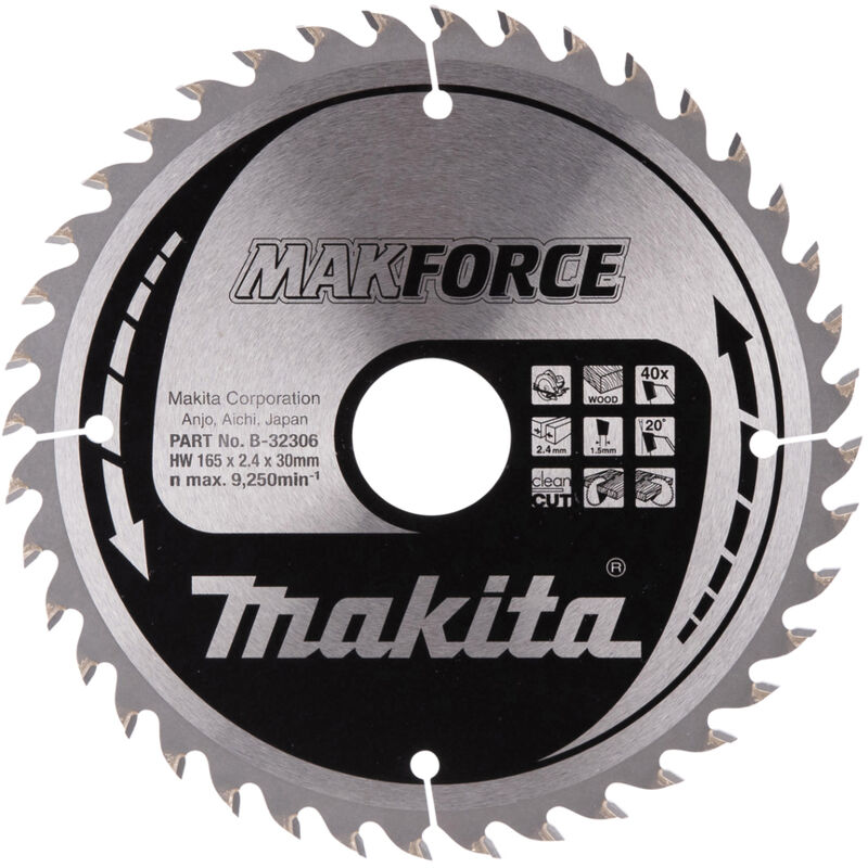 Makita - B-32306 Lama Sega Circolare Makforce t.c.t. 165x30mm 40T Legno