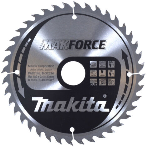 Makita B-32334 Hoja de Sierra Circular Makforce TCT 180x30mm 40T Madera