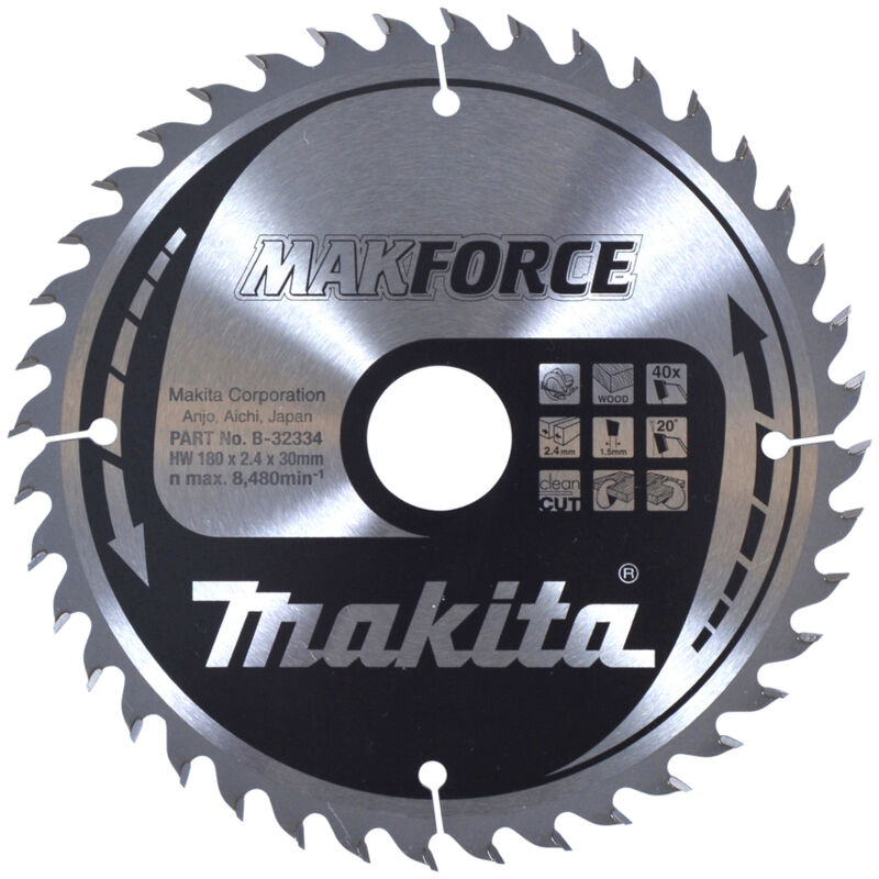Makita B-32334 Lama Sega Circolare Makforce T.C.T. 180x30mm 40T Legno