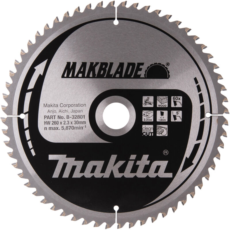 MAKITA B-32801 MAKBLADE for Wood 260mm x 30mm x 60T