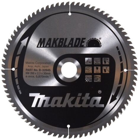 Makita B-32845 Kreissägeblatt TCT 260 x 30 mm 80T Holz