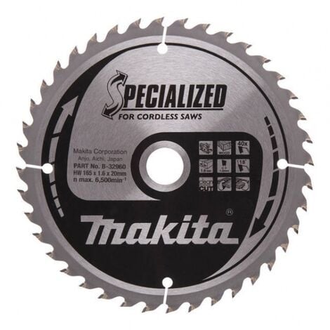 Makita B-32960 Specialized Lama per sega circolare a batteria 165x20 mm per legno