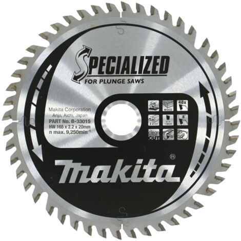 Makita B-33015 165mm x 20mm x 48T Specialized Circular Saw Blade for Plunge Saws