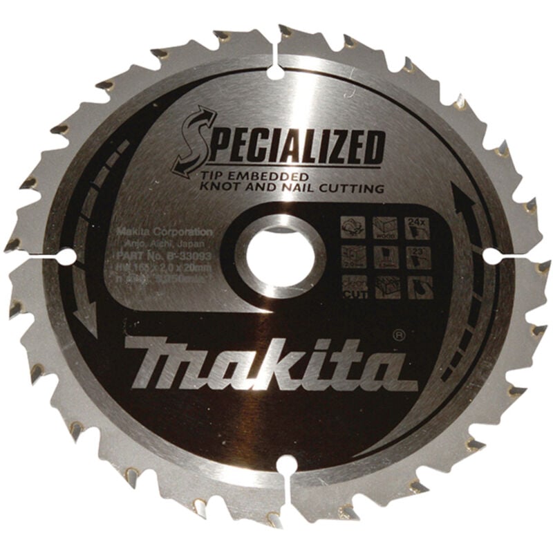 Makita - B-33093 Lama Sega Circolare t.c.t. 165x20mm 24T Legno Chiodato