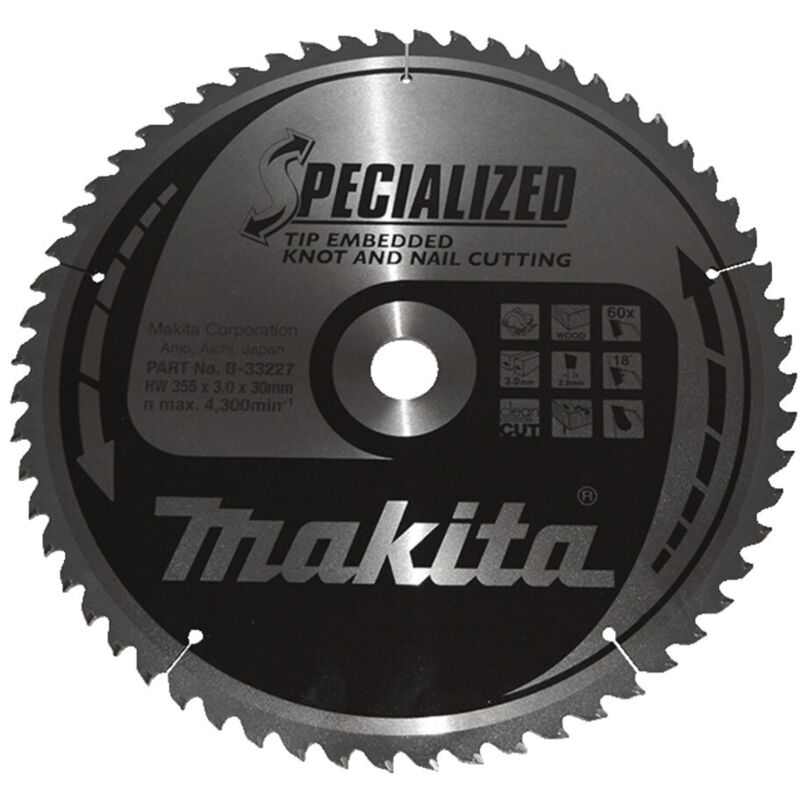 B-33227 Disco sierra circular , Specialized T.C.T, 355 x 30 mm, 60 D