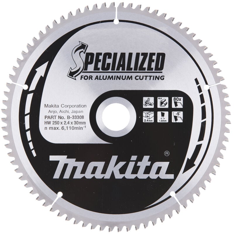 Makita - Accessoires - Lame de scie circulaire pour aluminium, 250x30 mm, 80 dents B-33308
