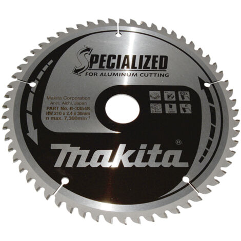 Makita – Lame de scie circulaire 210mm pour aluminium et métaux non ferreux – 60 dents FTG – Diamètre alésage 30mm – B33548