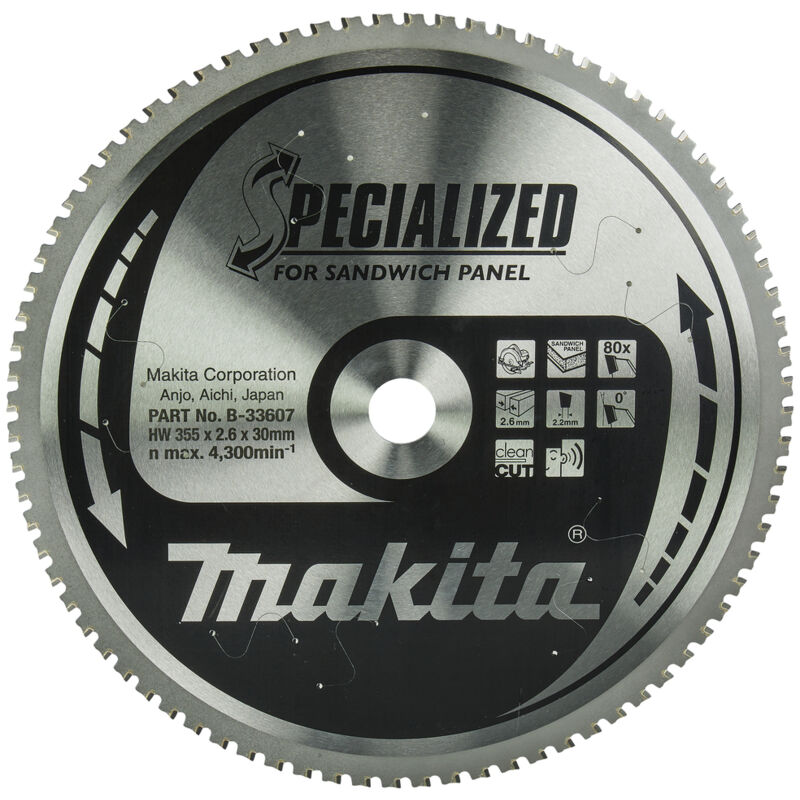 Lame de scie SPECIALIZED B 33607 pour une coupe nette dans les panneaux sandwich Fine Cut . Cette lame ne peut être réaffutée Makita B 33607
