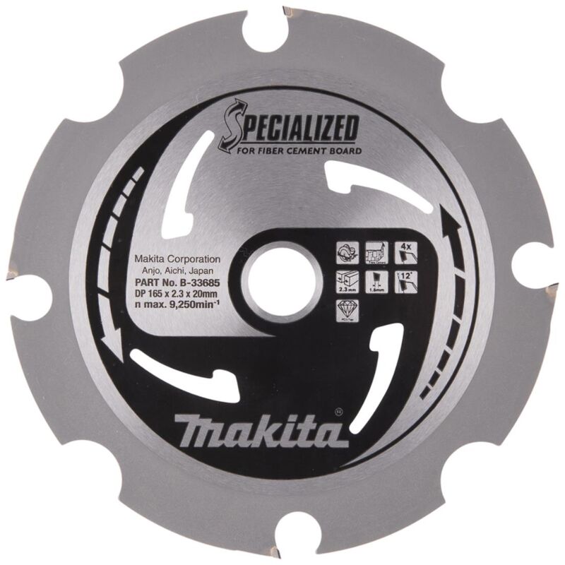 Lama circolare Makita, speciale, PCD PCD - 165 x 20 mm - 4 denti - pannelli in fibrocemento