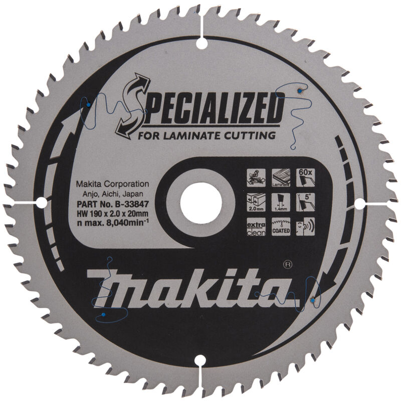 Lame de scie SPECIALIZED B 33847 pour une coupe extra nette dans le stratifié Extra Fine Cut Makita B 33847