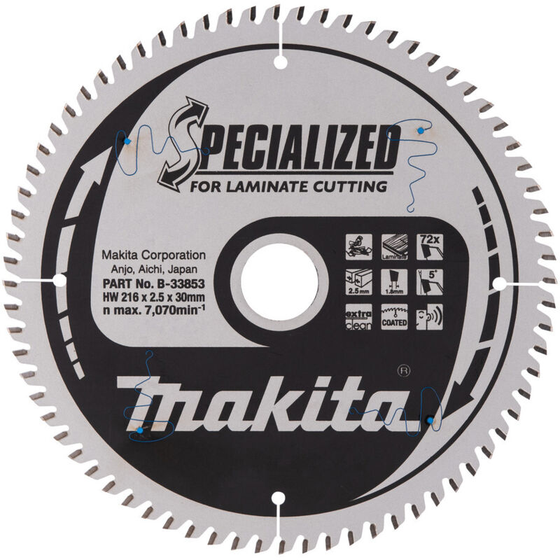 B-33853 Disco sierra circular , Specialized T.C.T, 216 x 30 mm, 72 D