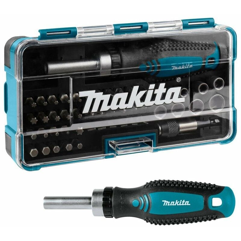 B-36170 47 Piece Bit Set + Ratchet Screwdriver 1/4 Hex Shank Case B-28612 - Makita