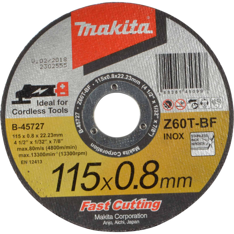 Makita Ultra Thin 0.8mm Metal Cutting Disc 115mm Pack of 1