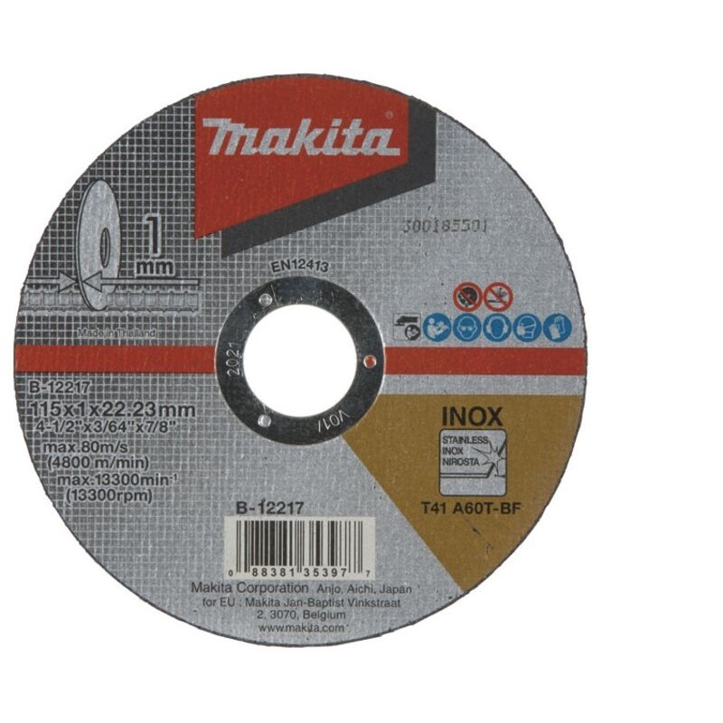Disque à tronçonner métal et inox pour meuleuses 125x1 6mm Makita B 46931